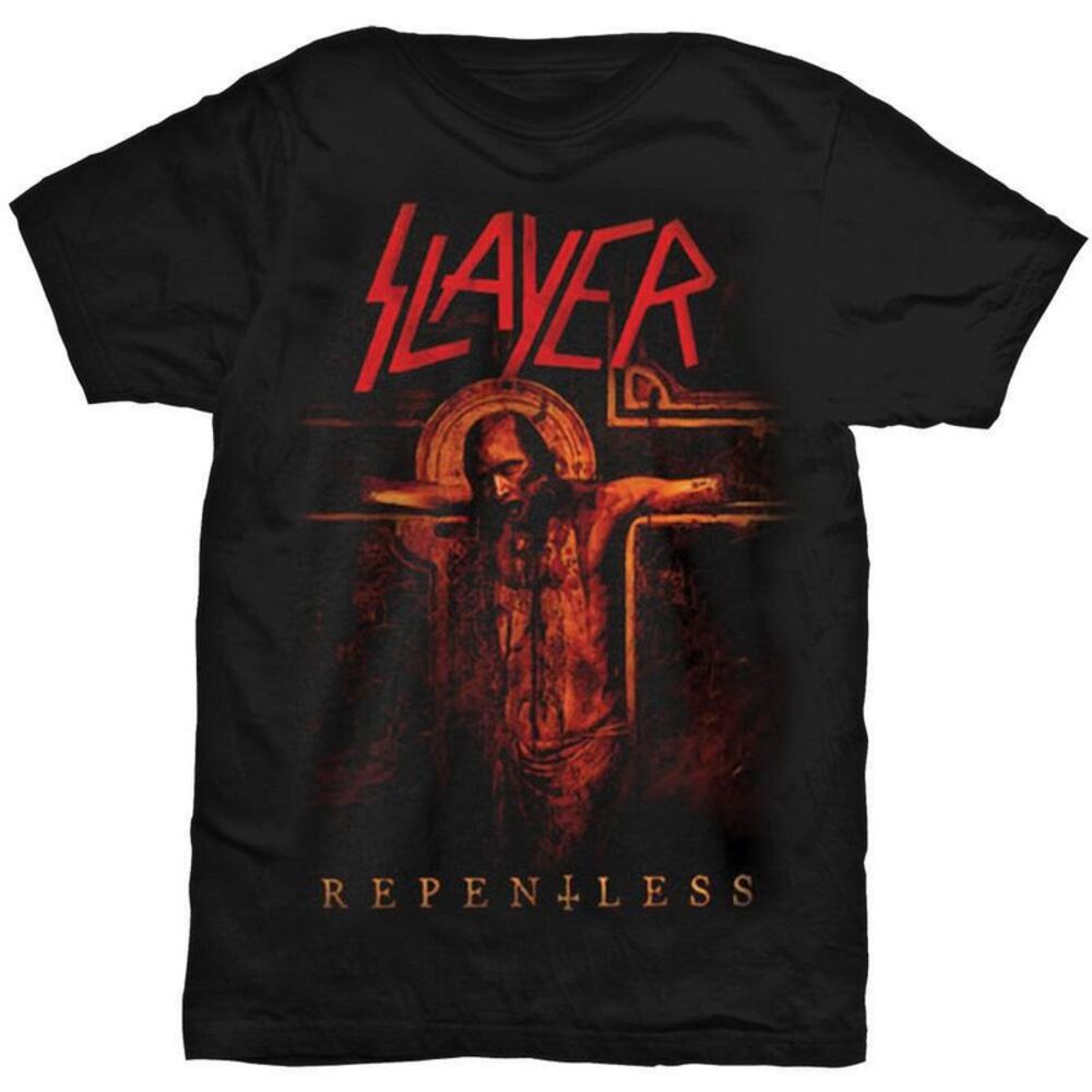 Slayer Unisex Adult Crucifix Cotton T-Shirt / Black/Red